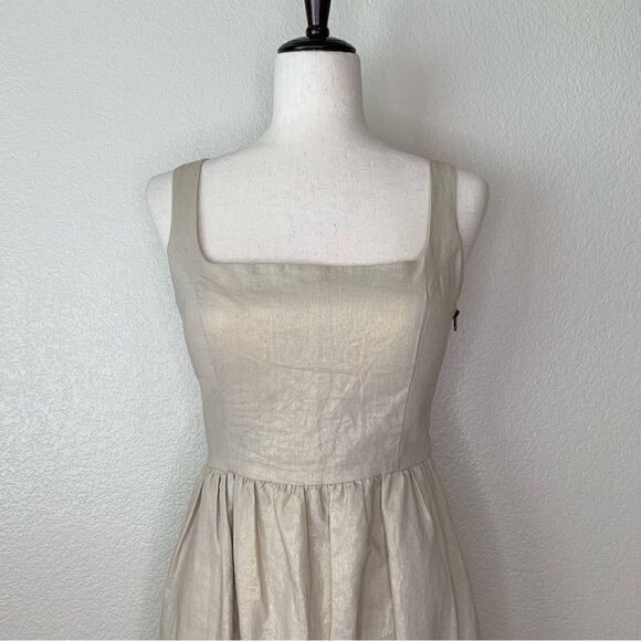 Judith March Linen Blend Square neck Bow Back Metallic Dress - Picture 2 of 13